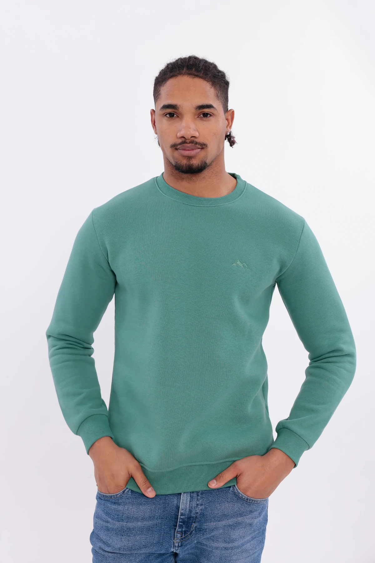Sıfır4 Comfort Fit 3 İplik Şardonlu Sweatshirt  yeşil Yeşil