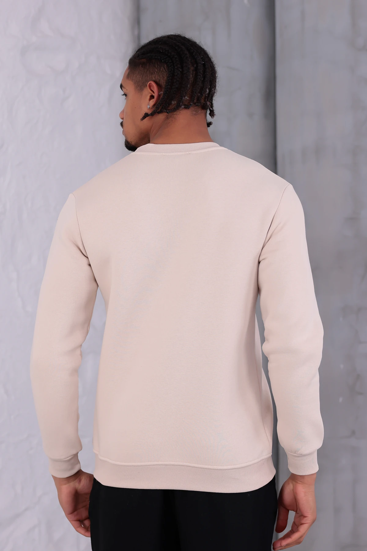 Sıfır4 Comfort Fit 3 İplik Şardonlu Sweatshirt krem krem