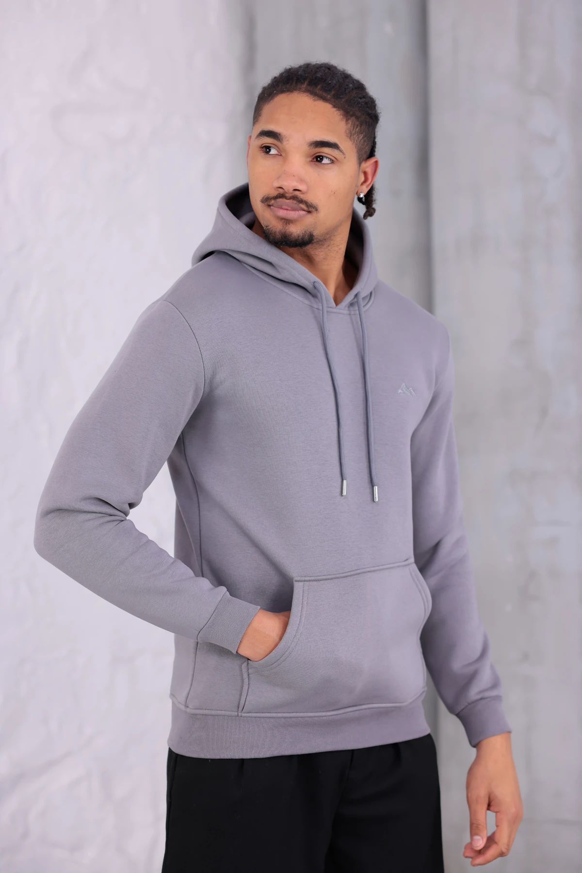 SIFIR4 3 İplik Şardonlu Kapüşonlu Sweatshirt Koyu Gri koyu gri