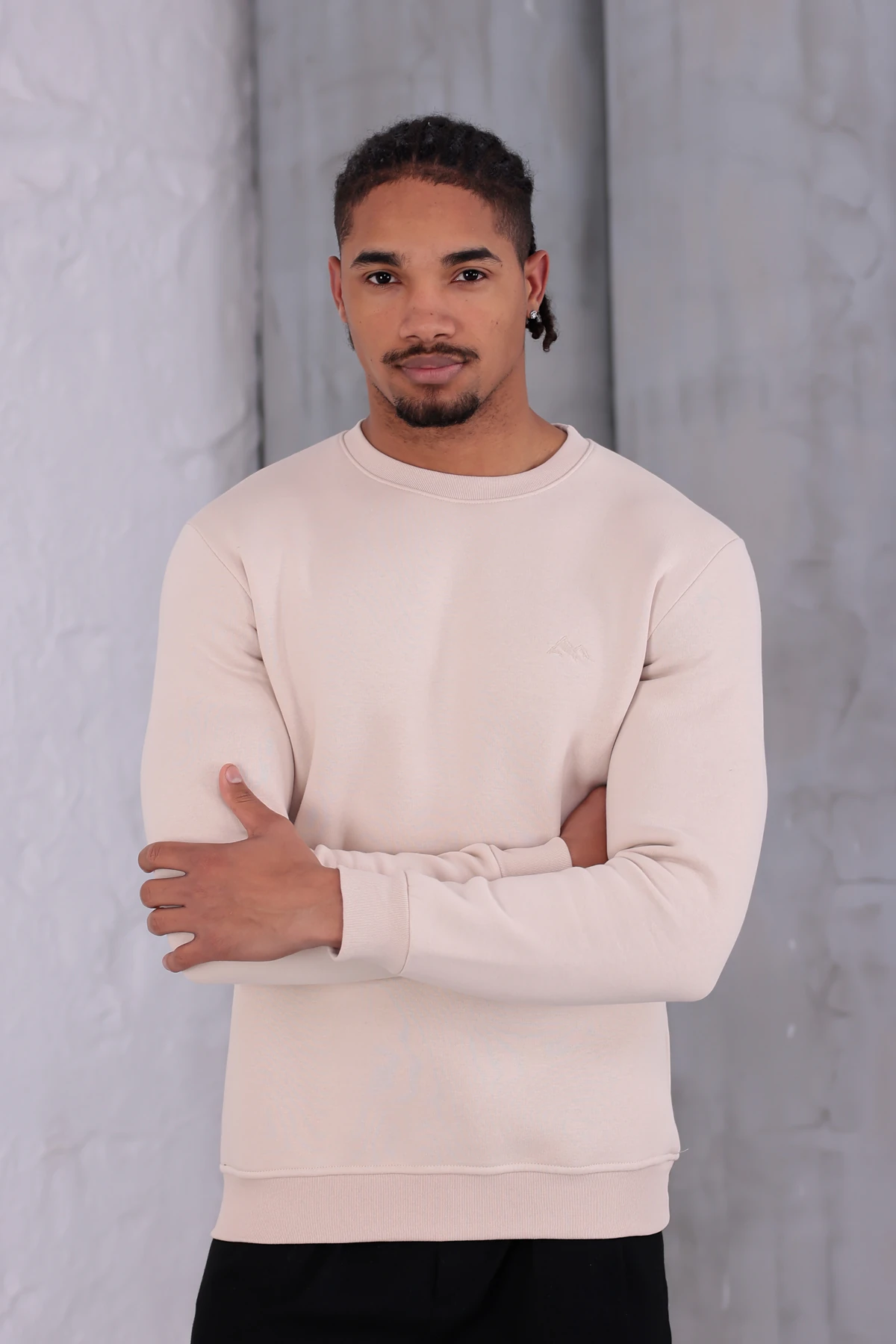 Sıfır4 Comfort Fit 3 İplik Şardonlu Sweatshirt krem krem