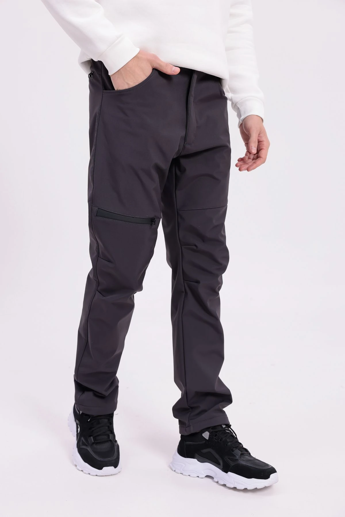 SIFIR4 İçi Polarlı Su Geçirmez Outdoor Kış Pantolonu Gri Gri̇