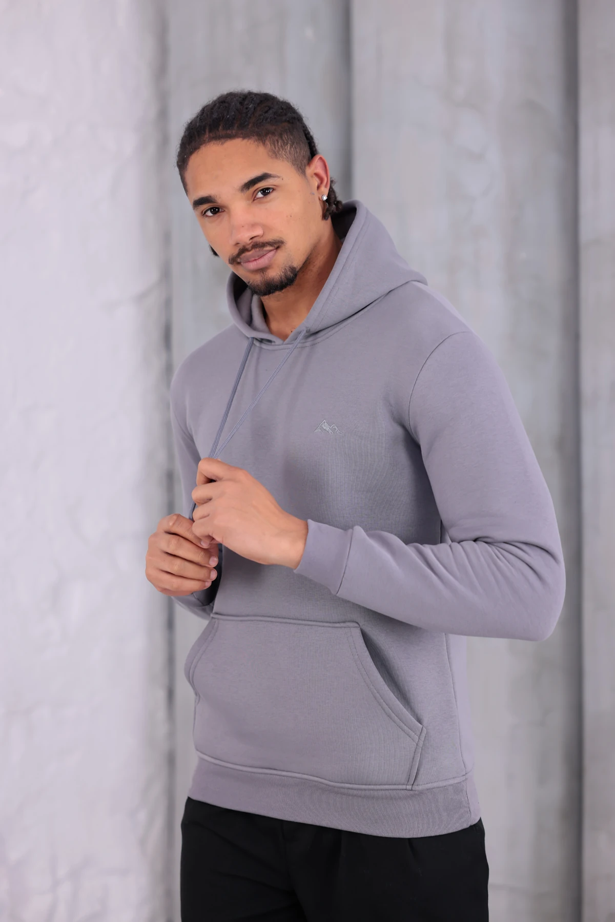 SIFIR4 3 İplik Şardonlu Kapüşonlu Sweatshirt Koyu Gri koyu gri