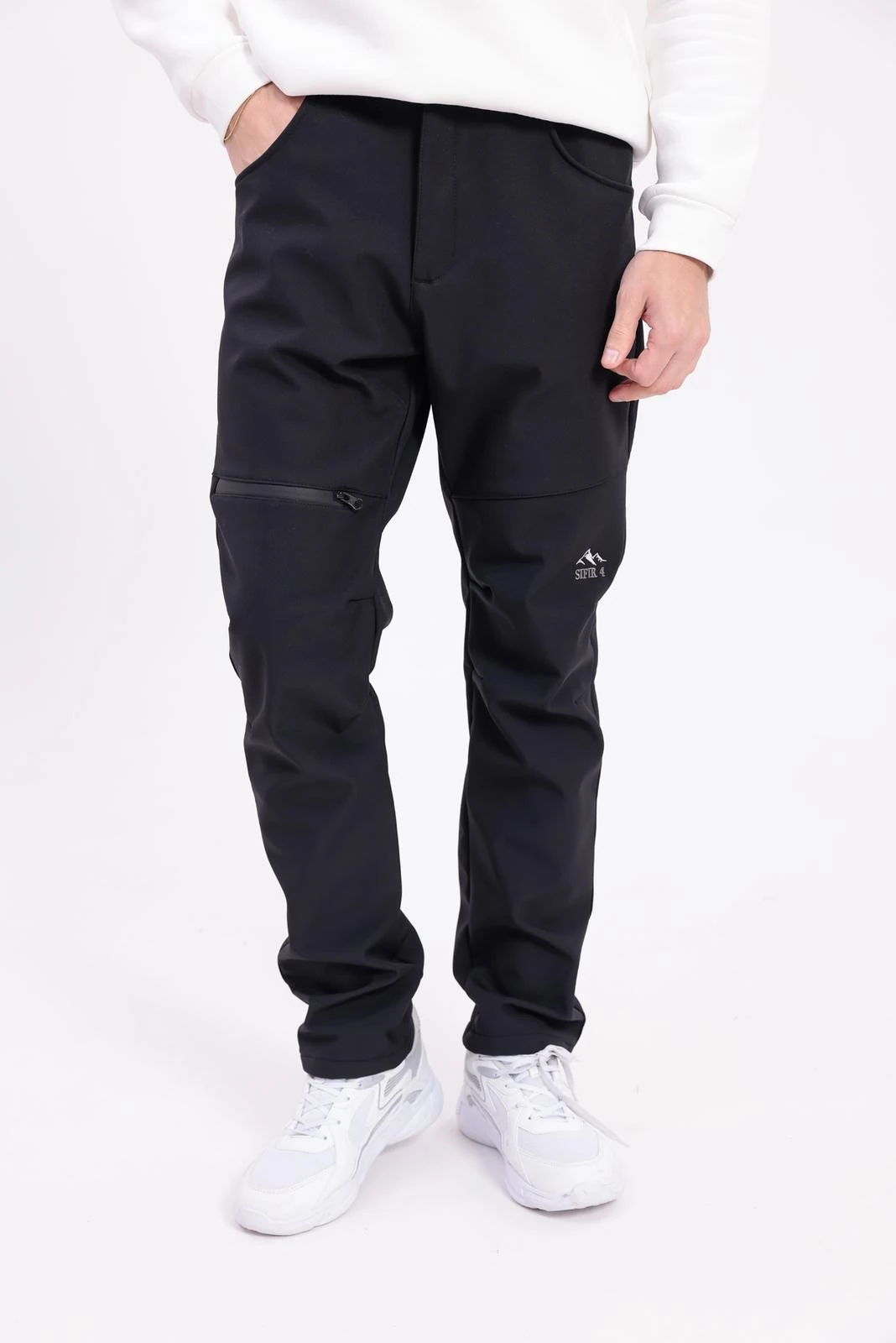 SIFIR4 İçi Polarlı Su Geçirmez Outdoor Kış Pantolonu siyah Siyah