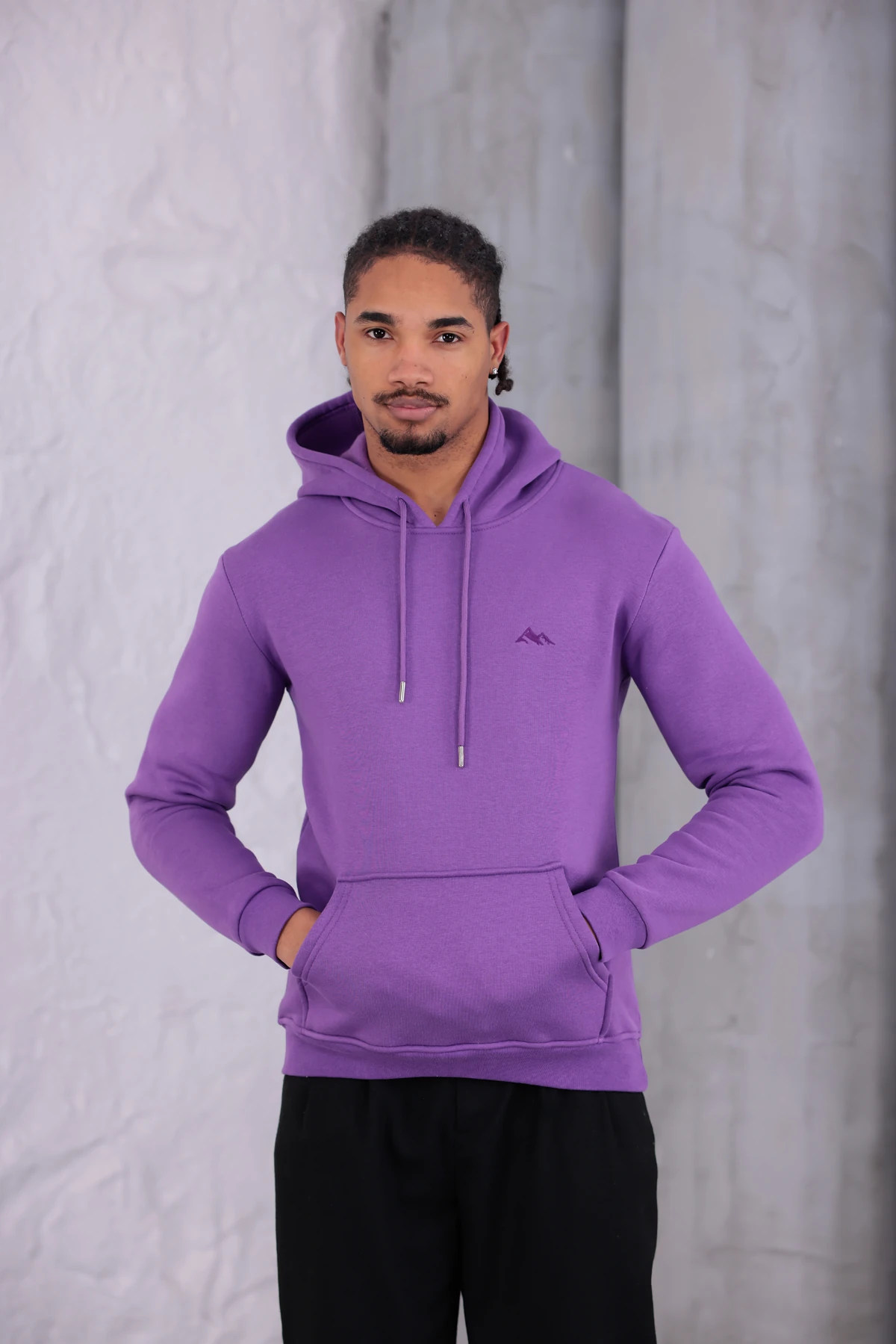 SIFIR4 3 İplik Şardonlu Kapüşonlu Sweatshirt Mor