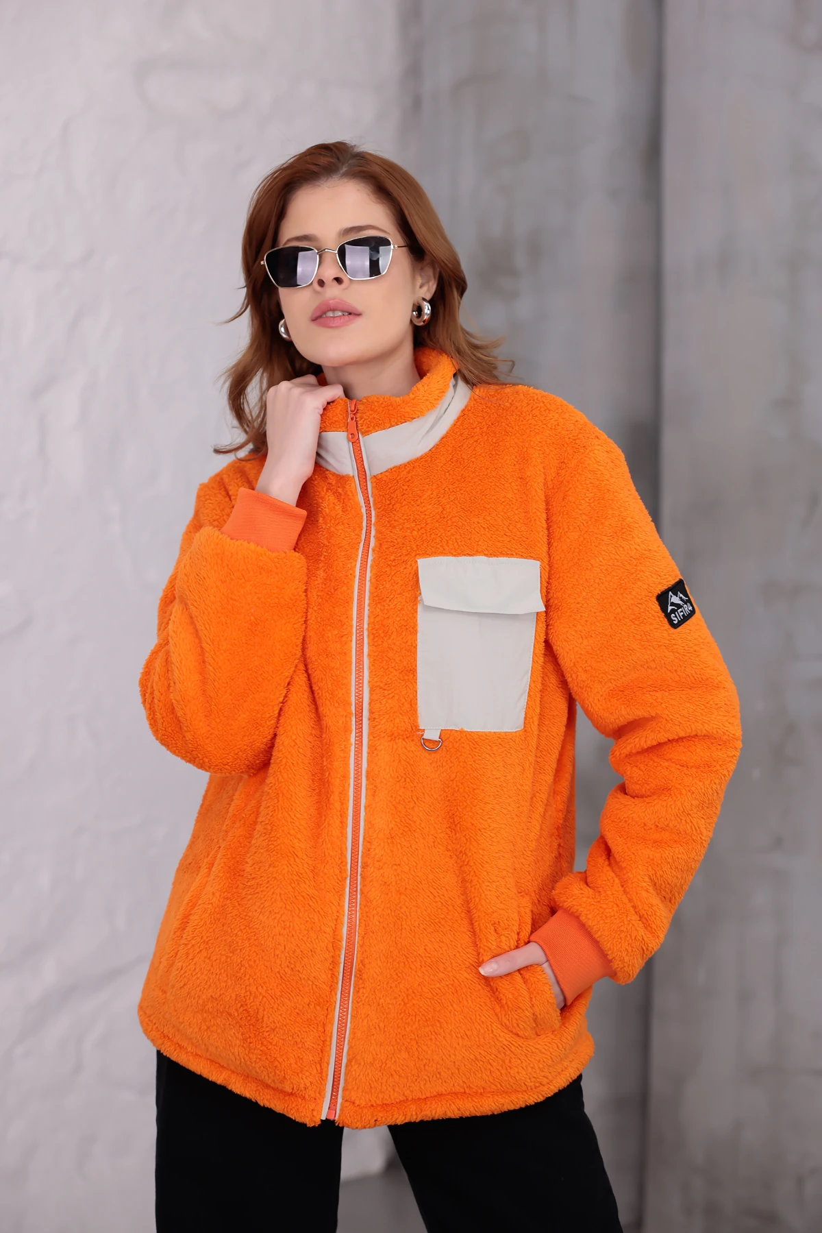 Sıfır4 AlpineSoft Peluş polar Kadın  turuncu Turuncu