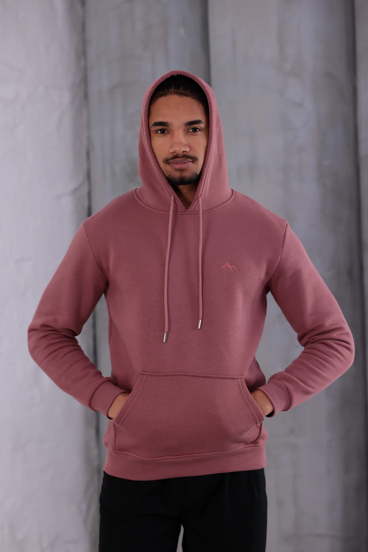 SIFIR4 3 İplik Şardonlu Kapüşonlu Sweatshirt Gül Kurusu gül kurusu