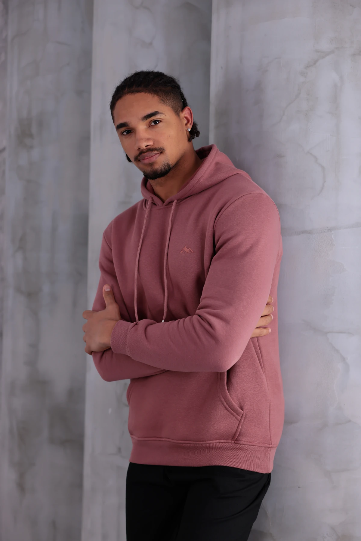 SIFIR4 3 İplik Şardonlu Kapüşonlu Sweatshirt Gül Kurusu gül kurusu