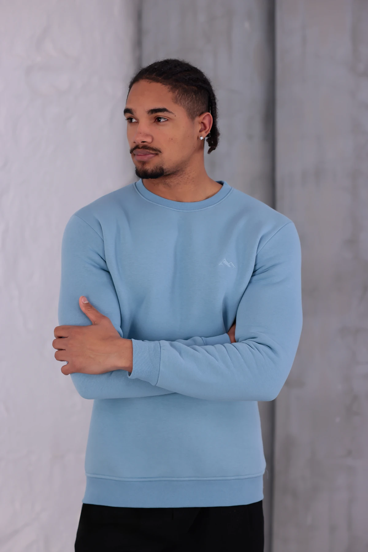 Sıfır4 Comfort Fit 3 İplik Şardonlu Sweatshirt gök yüzü mavisi gökyüzü mavisi