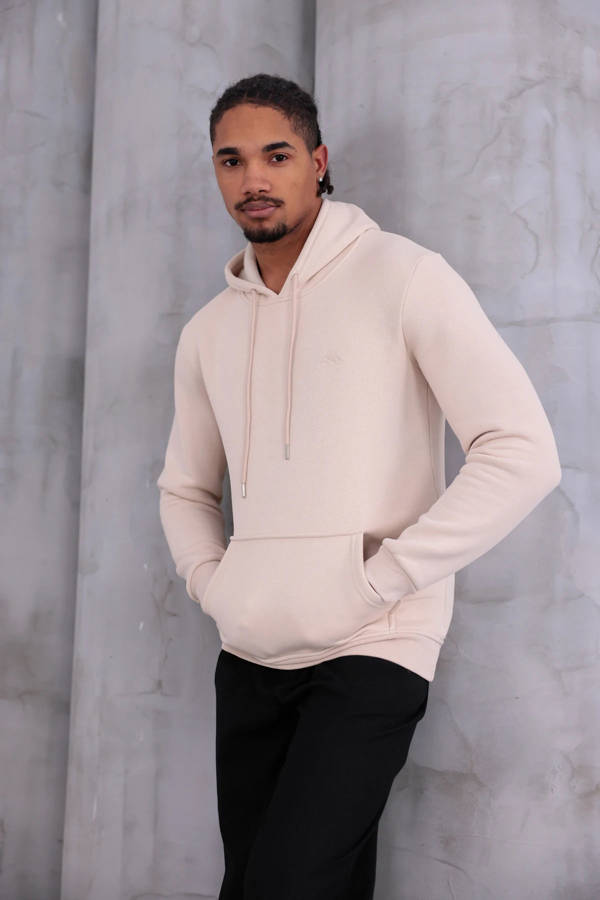 SIFIR4 3 İplik Şardonlu Kapüşonlu Sweatshirt Koyu Krem krem