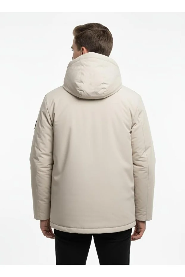 Dynamo Erkek Kapüşonlu Su İtici Rüzgar Geçirmez Kaz Tüyü Comfort Fit Mont Bej