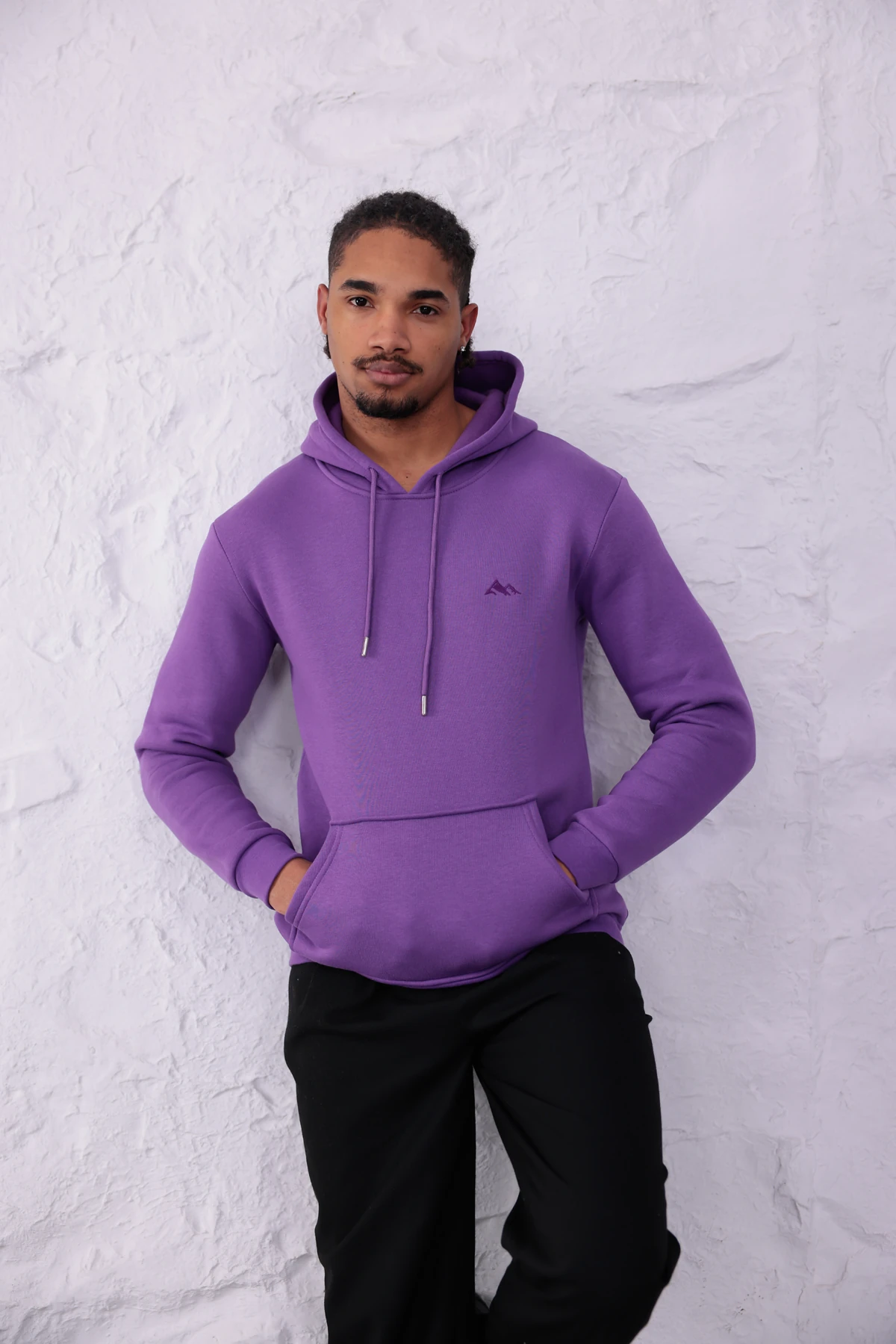 SIFIR4 3 İplik Şardonlu Kapüşonlu Sweatshirt Mor mor