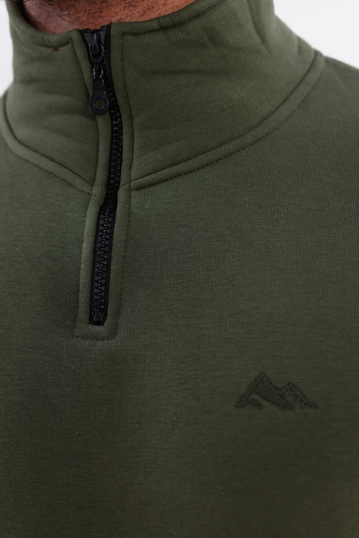 Sıfır4 Yarım Fermuarlı 3 iplik şardonlu  Sweatshirt Yeşil Yeşil