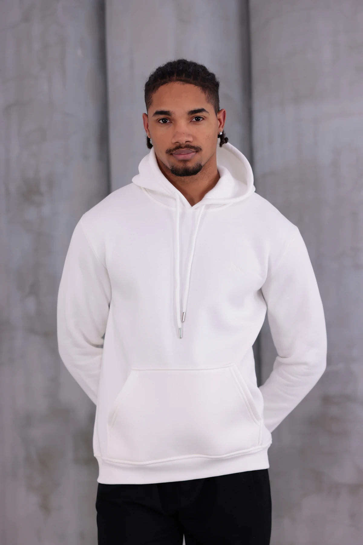 SIFIR4 3 İplik Şardonlu Kapüşonlu Sweatshirt Beyaz mint