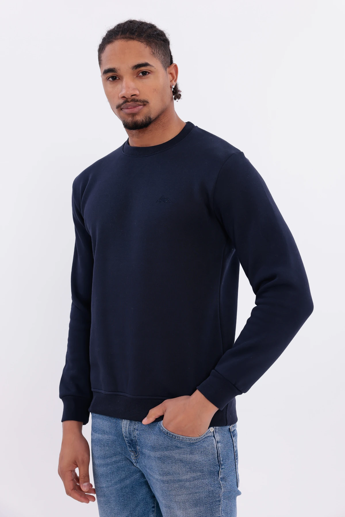 Sıfır4 Comfort Fit 3 İplik Şardonlu Sweatshirt   lacivert Lacivert