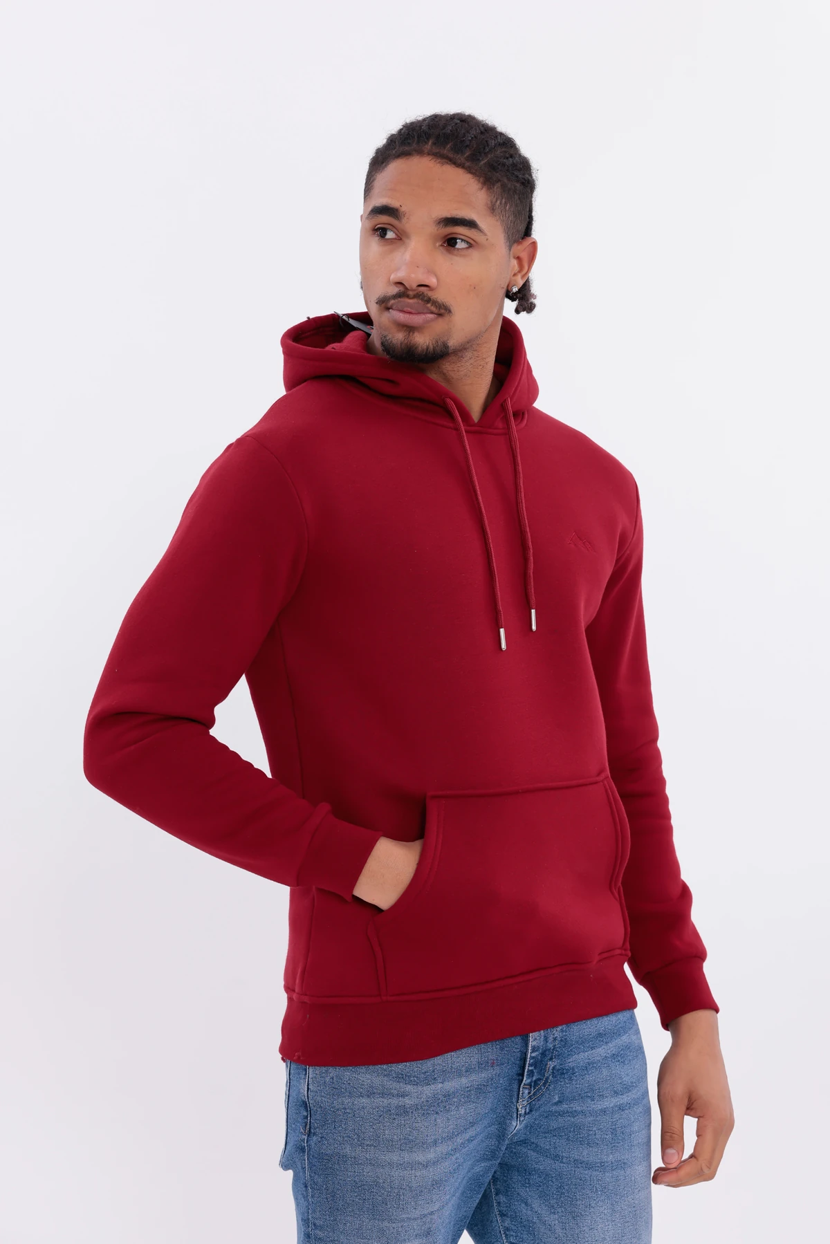 SIFIR4 3 İplik Şardonlu Kapüşonlu Sweatshirt Bordo Bordo